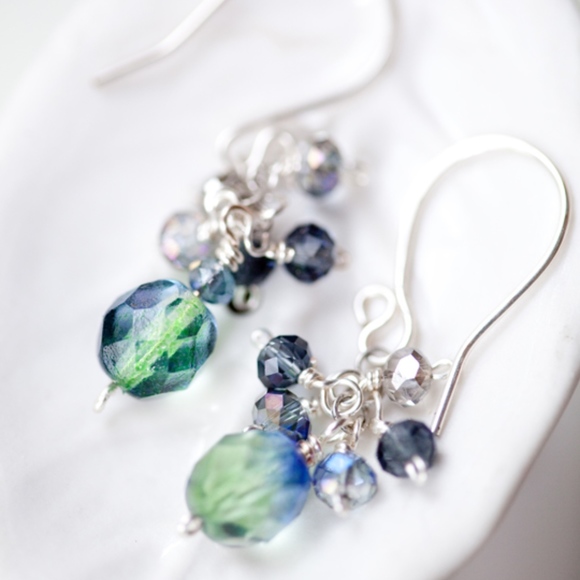 Blue Green Earrings Handmade - New! - Picture 1 of 4